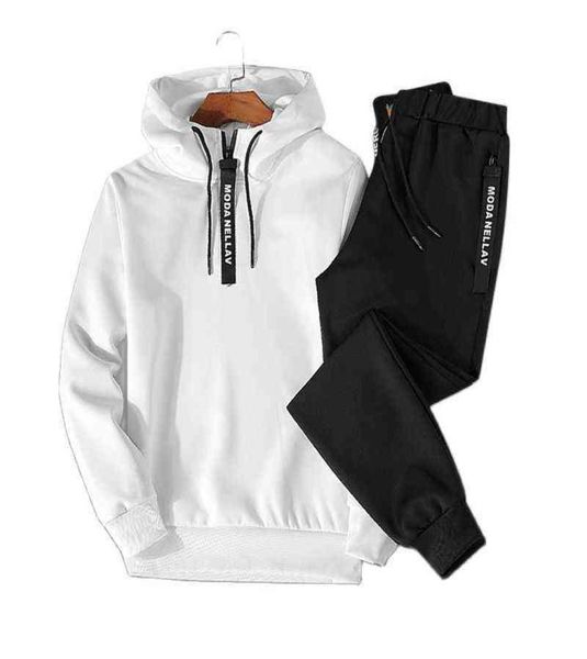 

2022 new men solid sportswear sets patchwork zipper tracksuit man spring casual hooded sweatshirt hoodies 2pc pants jogging suit l9558117, Gray