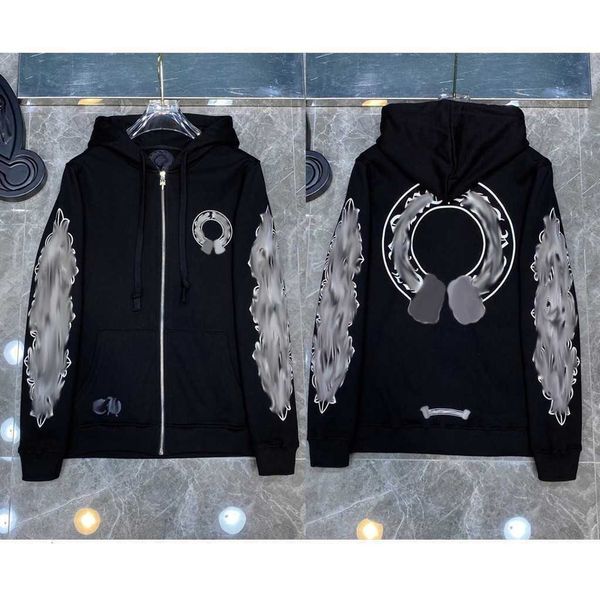 

fashion hoodies men's ch jackets sweatshirts designer classic zipper hooded sweater cross pullover sanskrit hoodie casual men women coa, Black