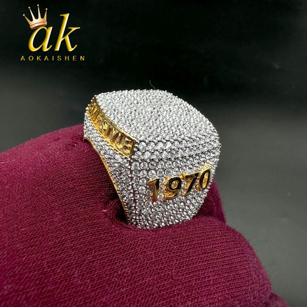 

wedding rings aokaishen custom ring for men full iced out cubic zirconia personalized name finger charm hip hop jewelry 230810, Slivery;golden