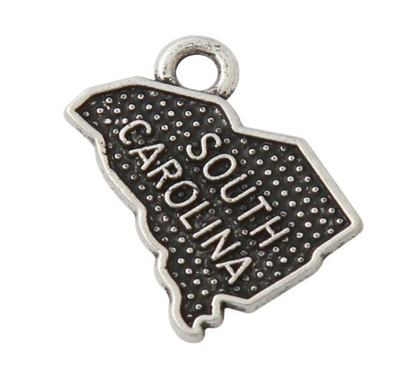 

fashion alloy antique silver color south carolina shape map charms 50pcs online whole aac8104189006, Bronze;silver