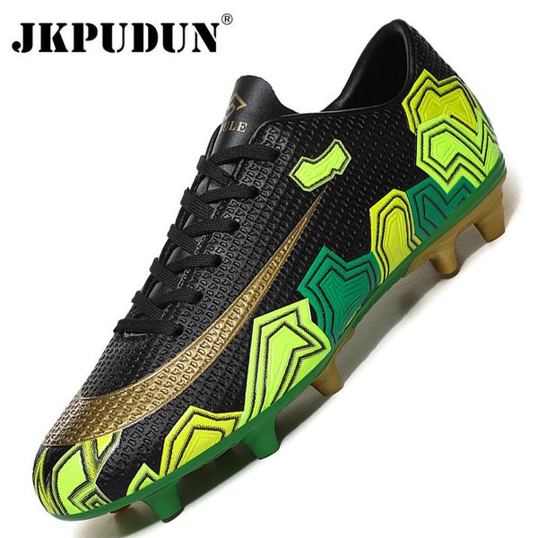 

dress shoes men soccer outdoor lawn kids cleats long spikes profession football sport plus size 3545 230810, Black
