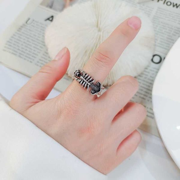 

vintage skull bones rings for men adjustable opening punk evil jewelry anime retro hip hop halloween party gifts, Silver