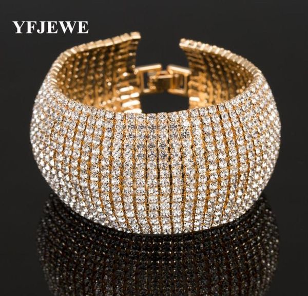 

yfjewe fashion full rhinestone jewelry for women luxury classic crystal pave link bracelet bangle wedding party accessories b1224879312, Silver