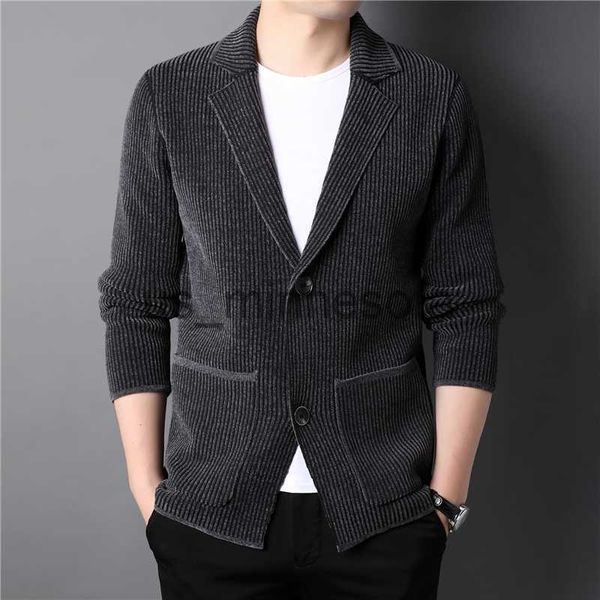 

men's jackets 2023 autumn new men's thick cardigan jacket business casual suit collar two buttons knit sweater coat male brand j23, Black;brown
