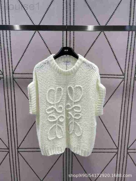 

women's knits & tees designer 23 summer new niche design jacquard hollowed out knit shirt fashionable loose and slim versatile o70q, White