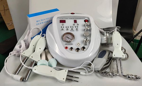 

5 in 1 diamond microdermabrasion ems microcurrent ultrasound pon scrubber beauty massager skin rejuvenation machine1655806, Black;white
