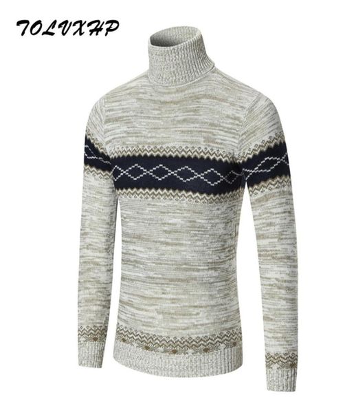 

tolvxhp new autumn brand clothing men sweater stripe high collar oneck slim fit casual pullover men sweaters knitting mens6200606, White;black