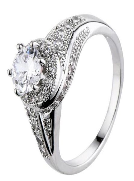 

10 pcs luckyshiine 925 silver women crystal zircon wedding rings unique vintage holiday gift ring jewelry new4851970, Golden;silver