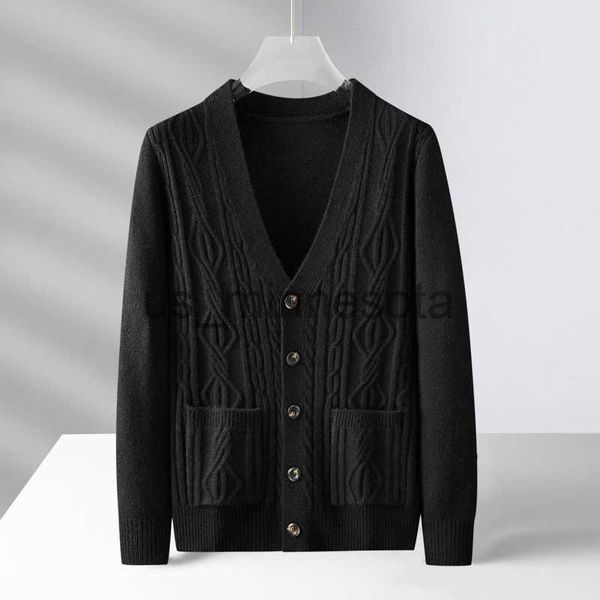 

men's jackets fashion jacquard cardigan sweater men's autumn new casual solid color versatile loose knit coat men j230811, Black;brown