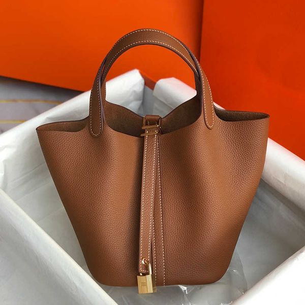 

women's luxury handbag 2023 new vegetable basket one-shoulder bag large-capacity lychee grain leather bucket