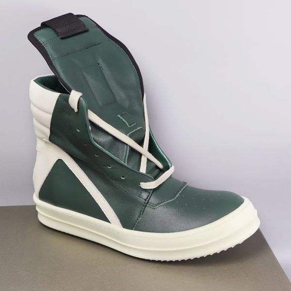 

high rick green leather fragrance tpu sole boots 2023ss trainer geo-basket botas, Black