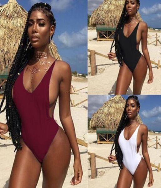 

new bikinis swimwear women swimsuit one piece solid bathing wear brazilian beachwear push up maillot de bain femme1451123, White;black