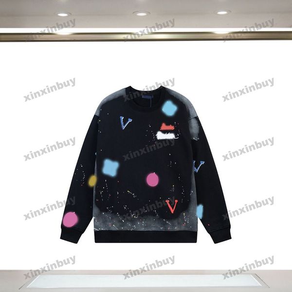 

xinxinbuy men women designer sweatshirt hoodie paris tie dye letter graffiti sweater gray blue black white s-2xl, Black;brown
