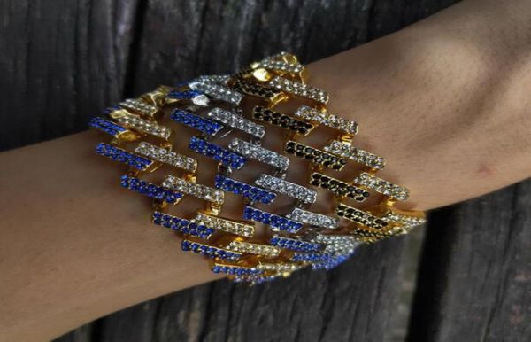 

bracelets for mens hiphop personality 8inch 15mm hip hop bling iced out cubic zircon miami curb cuban link chain bracelet jewelry 2645189, Golden;silver