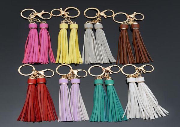 

leather tassel keychains key rings holder pendants car keyrings for women girls fashion bag hanging charm key chain gift jewelry a1179560, Slivery;golden