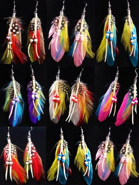 

party show jewelry 12pairs fashion mix color natural feather womens drop earrings whole jewelry lots a24446557295402546, Silver