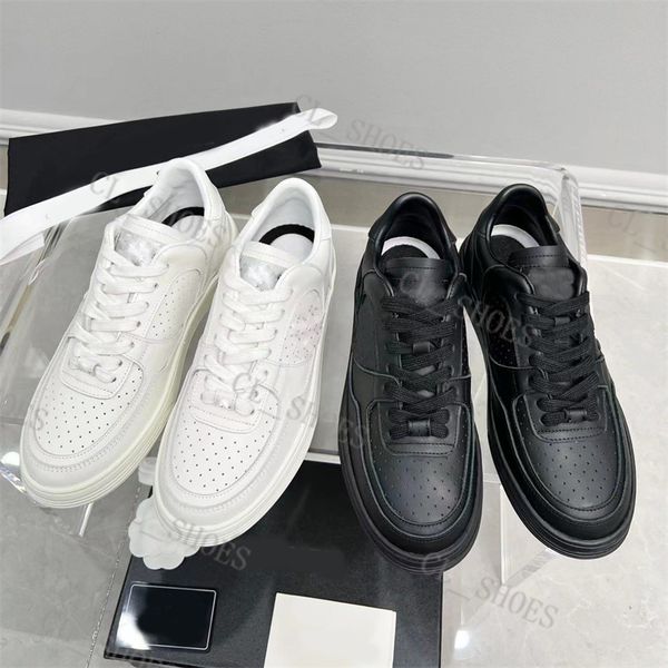 

designer sneakers shoes outdoor sneakers black and white casual shoes two-color perforated calf leather shoes rubber outsole men's desi