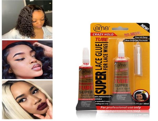 

new arrival lace wigs glue 10ml crazy hold waterproof bmb super lace glue tube for lace wigs 01084712226, Black;brown