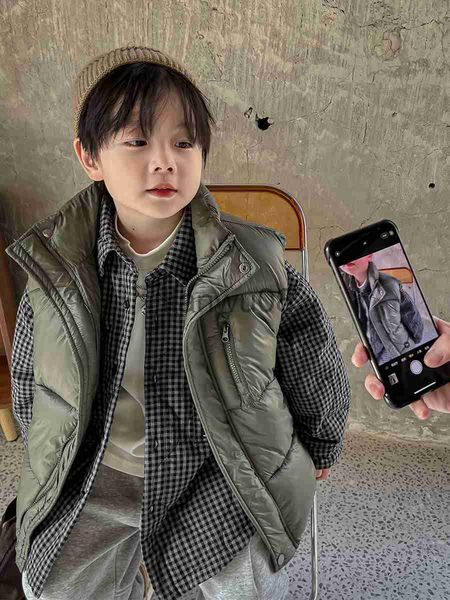 

jackets boys' down cotton vest 2022 new children's autumn and winter clothes outer vest winter thick waistcoat warm x0811, Blue;gray