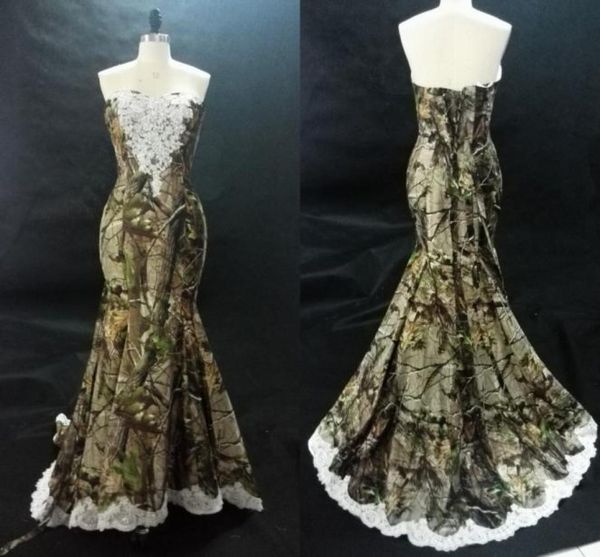 

classic camouflage wedding dresses gown mermaid sweetheart with white lace applique sequins corset back real bridal gowns3879488