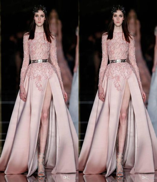 

zuhair murad dresses evening wear beaded split long sleeves party prom gowns sweep train crystals formal dress5750967, Black;red