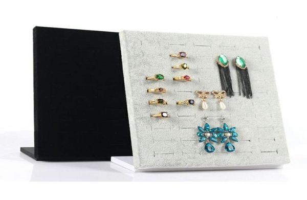 

new l shape finger ring jewelry display stand shelf showcase rings holder rack stock jewelry organizer key ring keychain storage622551261, Black