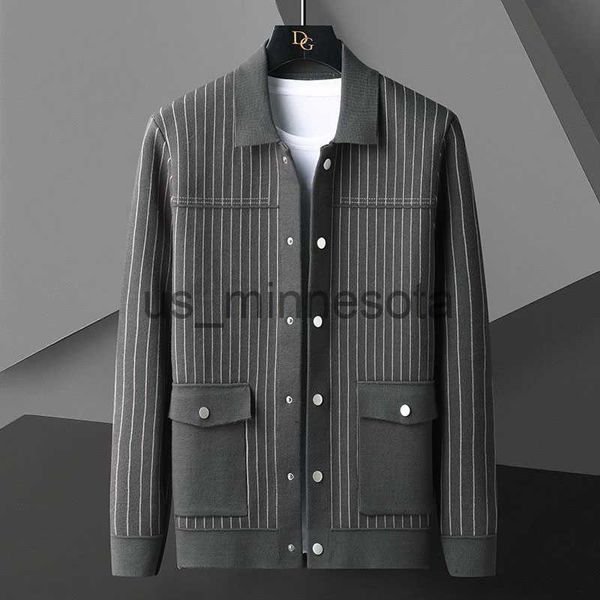 

men's jackets men's lapel cardigan sweater fashion stripe business casual versatile knitted coat new in spring and autumn 2022 j23, Black;brown