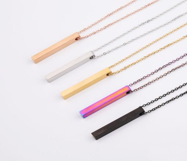 

5 colors polished stainless steel blank bar necklaces geometric square vertical long bar pendant necklace pendants diy customize j8649588, Silver
