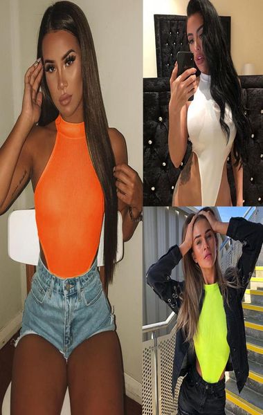 

women bodysuit high cut rompers ladies sleeveless jumpsuit bodycon summer one piece swimsuit female halter romper 0507248108852, Black;white