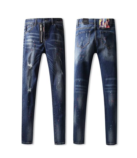 

2020 new arrival men designer jeans denim embroidery pants fashion holes trousers it size 44543434866, Blue
