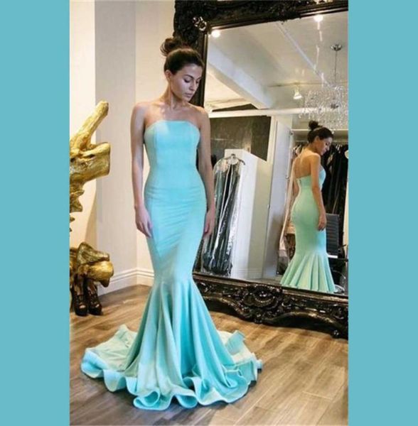 

simple evening dresses strapless mermaid style ruffles prom gowns back zipper sweep train custom made formal occasion party 1687053, Black;red