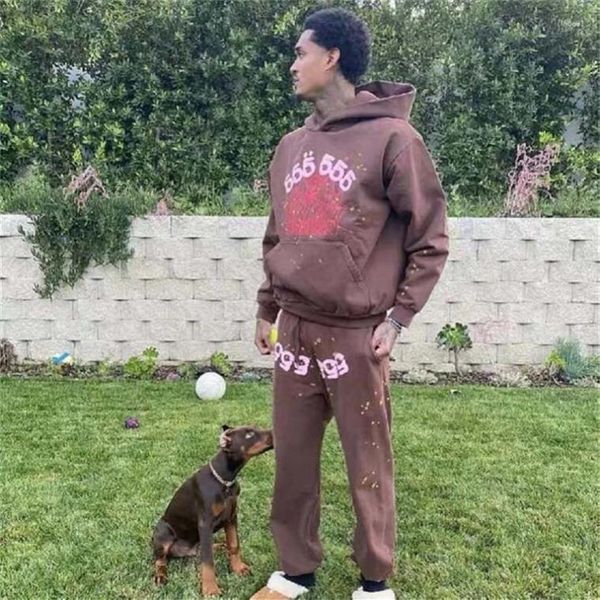 

men's hoodies designer foam printed spider hoodie men women quality digital pink graphic sp5der sweatshirts young thug pullov215w, Black