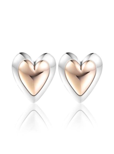 

domed golden heart stud earrings 2021 new woman european 925 sterling silver jerwelry make up fashion gold color girlfriend gift f5771124, Golden;silver