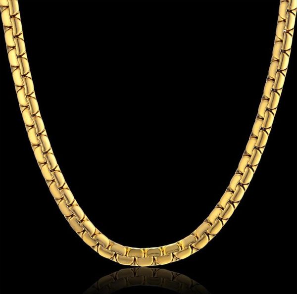 

necklaces drop hip hop 6mm gold color stainless steel necklace male whole flat box link womens mens chain 20quot 234635635, Silver