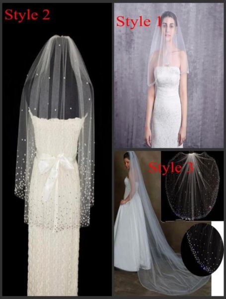 

cathedral fingertip wedding veils with crystsal rhinestone beads sparkly long tulle white ivory bridal hair veil accessories seq676315067, Black