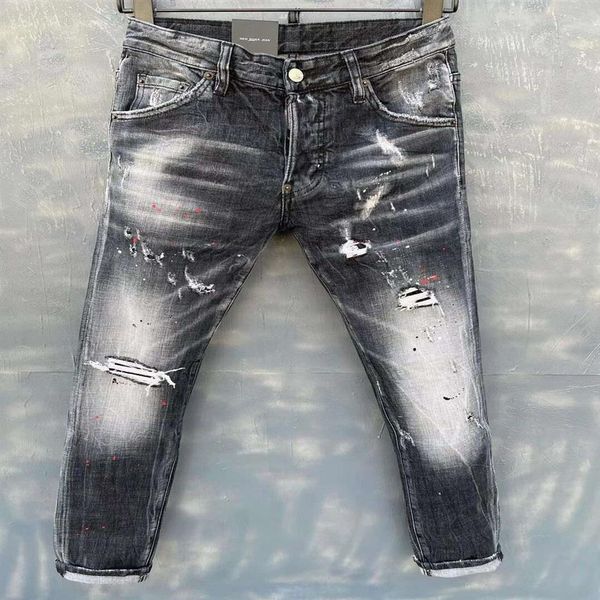 

brand of fashionable european and american men's casual jeans high-grade washing pure hand grinding quality optimization a235k, Blue