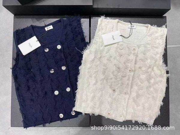 

women's vests designer 23 pre autumn new single row multi button tassel tank with stylish and versatile style ep8x, Black;white