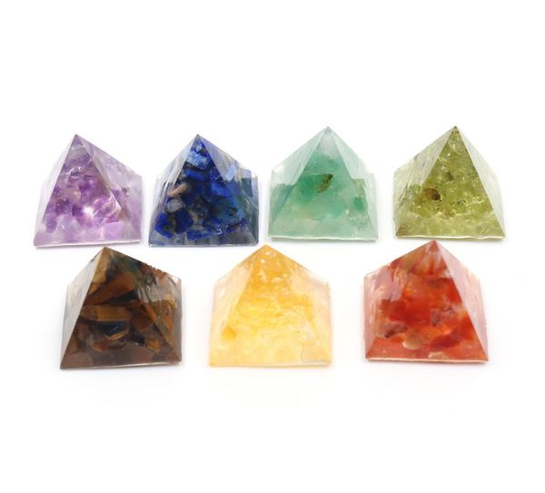 

10 pcs square pyramid amethyst stone and resin pendant for gift lapis lazuli orgone energy unique jewelr4864467, Silver