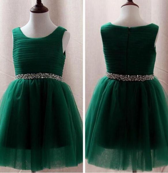 

green flower girls039 dresses jewel neckline soft tulle kneelength princess girl039s formal wear christmas wear custom 5120125, White;blue
