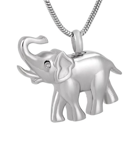 

ijd9743 elephant 316l stainless steel cremation pendant necklace pet ashes keepsake urn memory necklace3490975, Silver