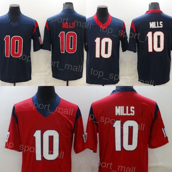 

men football 10 davis mills jersey navy blue red team color embroidery and sewing turn back the clock vapor color rush for sport fans breath, Black;red