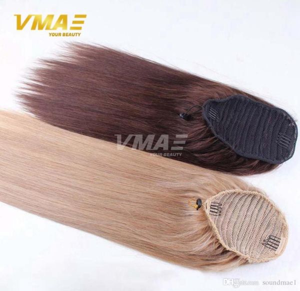 

straight human ponytail hair natural non remy hair horsetail tight hole clip in drawstring ponytails hair extensions11513047582159, Black
