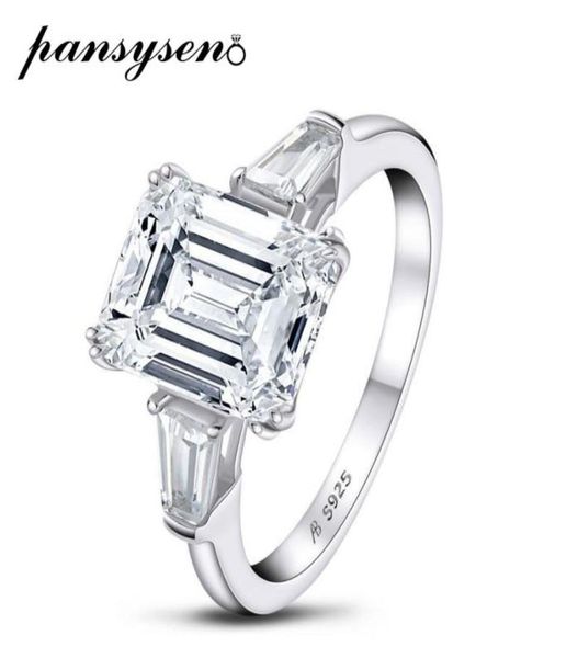 

cluster rings pansysen solid 925 sterling silver for women 3ct diamond bridal wedding jewelry engagement white gold color anillos6243099, Golden;silver