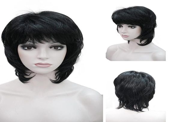 

short blonde wigs synthetic hair short natural wavy wigs women full capless wig paula young wigblonde15bt6134729651, Black