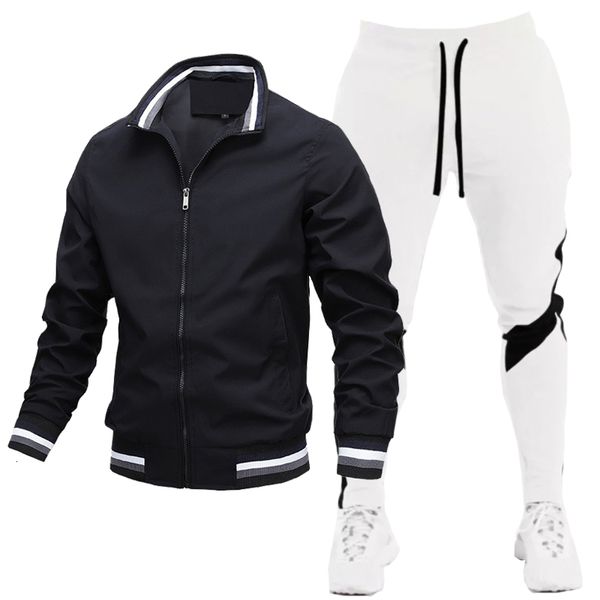 

mens tracksuits jacket suit casual splicing trousers bomber 230811, Gray