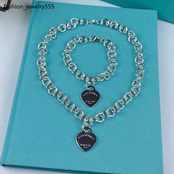 

womens mens love bracelet necklace big heart designer jewelry sets birthday christmas gift 925 silver ot buckle necklaces bracelets wedding
