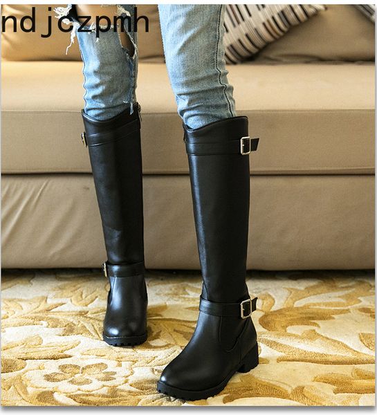 

boot's boots the fashion winter round head zipper lowheeled high tube women's shoes plus size 3350 heel height 4cm black 230810