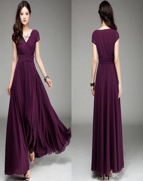 

v neck short sleeve long chiffon bridesmaid dresses with ruffle elegant a line prom dresses floor length wedding party dress7243147, White;pink
