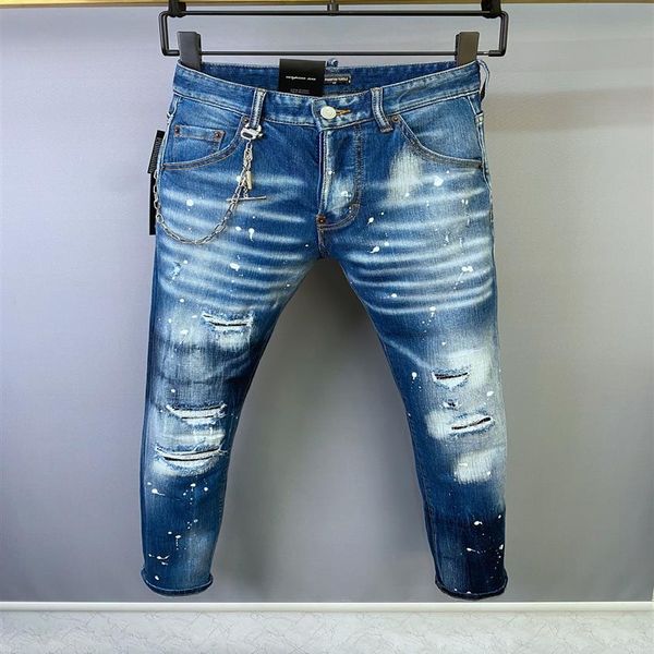 

dsq phantom turtle men's jeans classic fashion man jeans hip hop rock moto mens casual design ripped jeans distressed skinny 261k, Blue