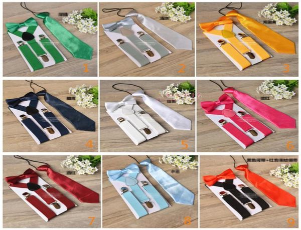 

kids suspenders bow tie set for 110t baby 17 colors boys girls suspenders accessories braces elastic yback lc6778955207, Black